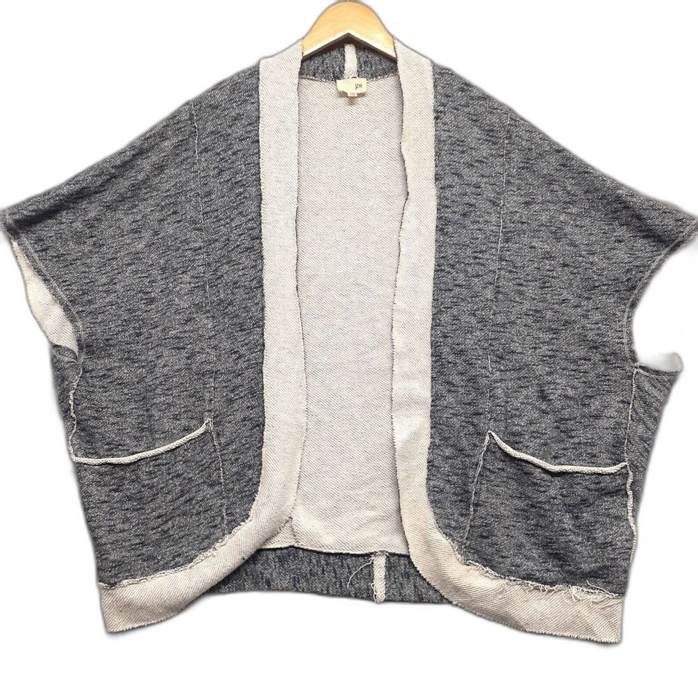Joh Apparel Women Sz M/L Gray Cardigan Distressed Pockets Oversized Sleeveless
